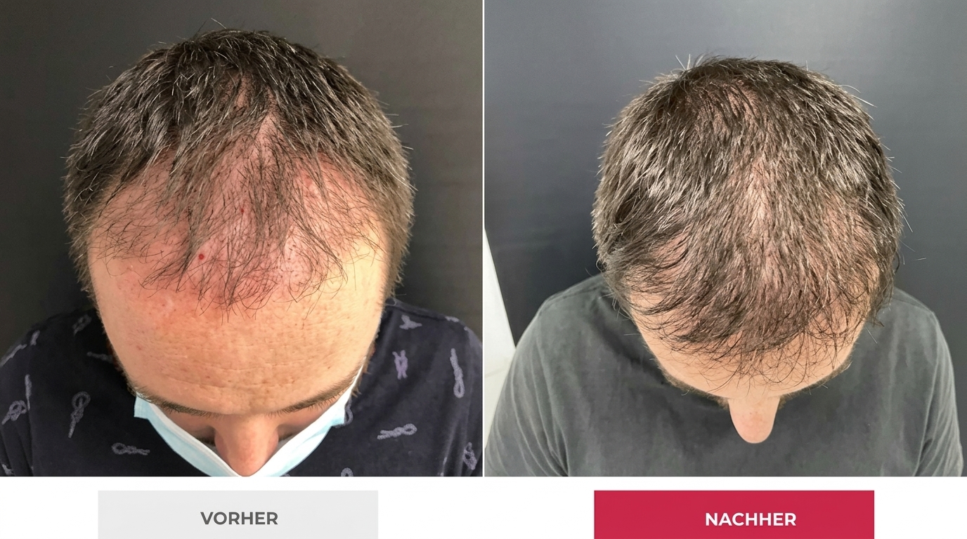 Exosomen Haare vorher nachher – Haarregeneration Ergebnis Mann Michelfeld