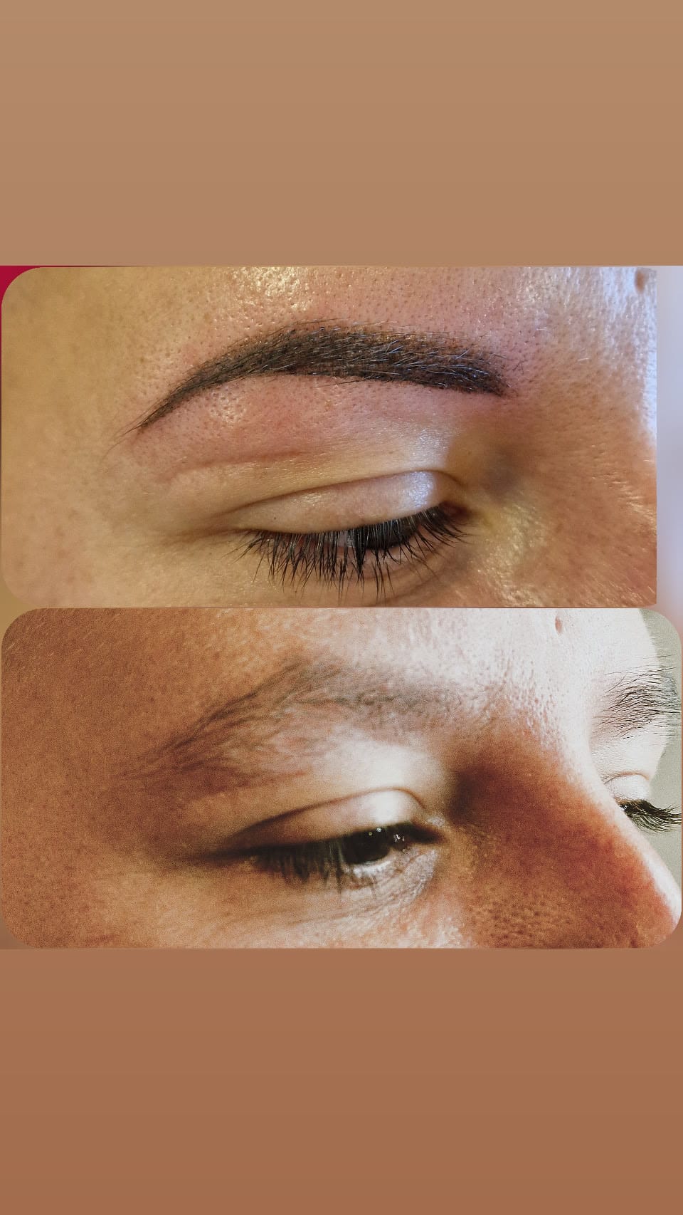 Powderbrows Vorher-Nachher – dunkle Augenbrauen
